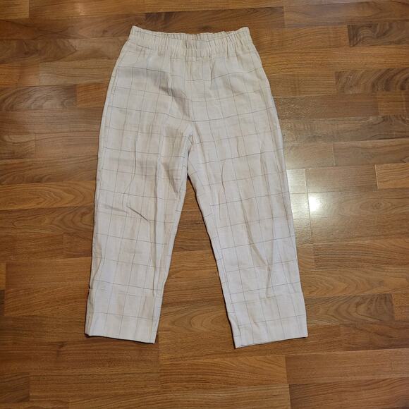 Zara Beige Black Square Patterned Womans Medium Business Casual Pants - Picture 2 of 6